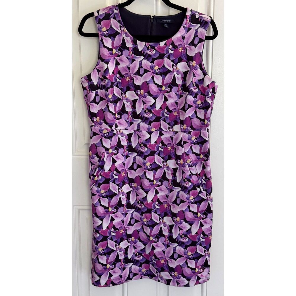 Lands' End Women's Purple Floral Shift Dress size 12